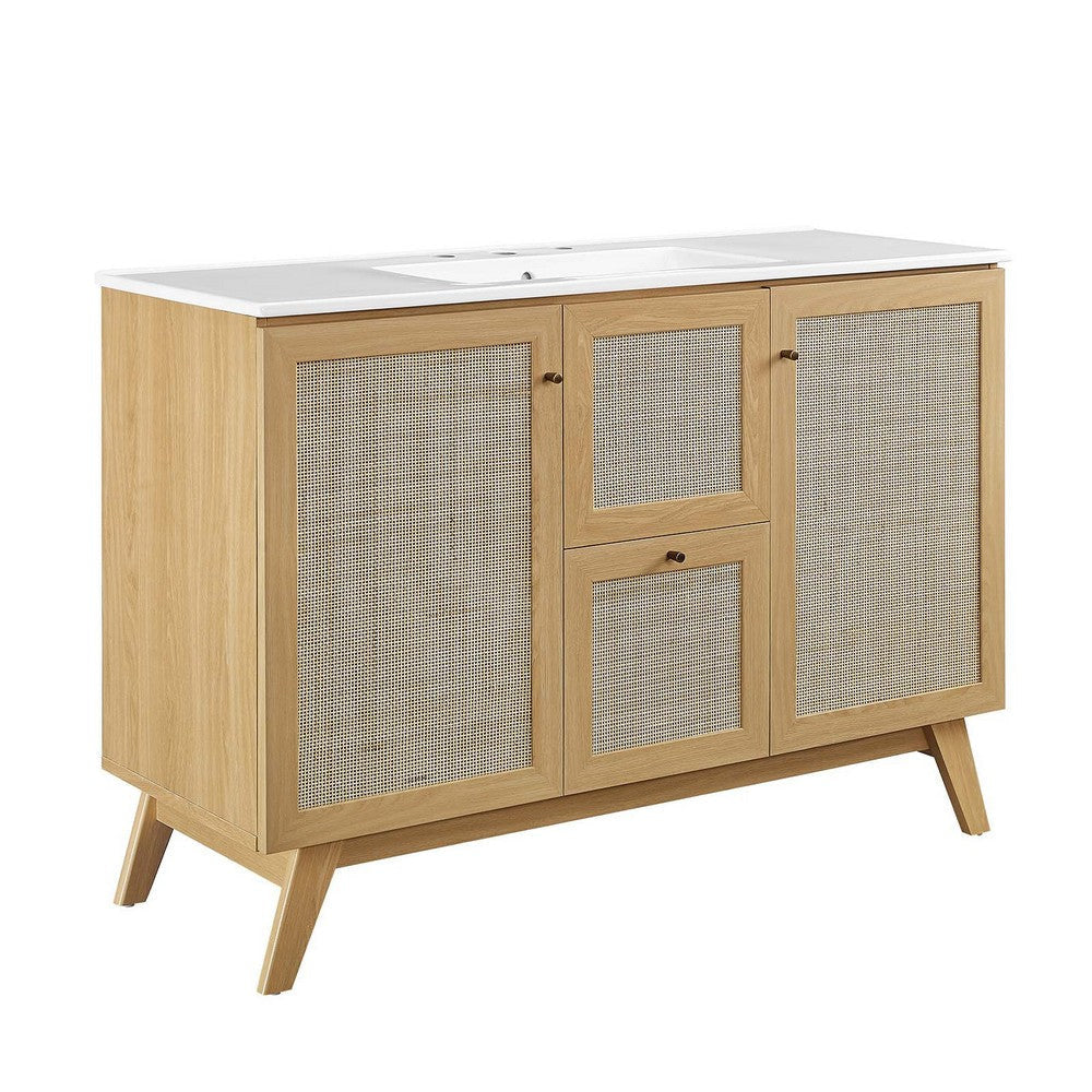 Modway Soma Bathroom Vanity, 48 Inch Single, Oak White