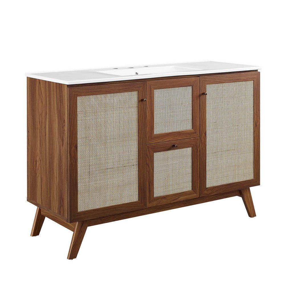 Modway Soma Bathroom Vanity, 48 Inch Single, Walnut White