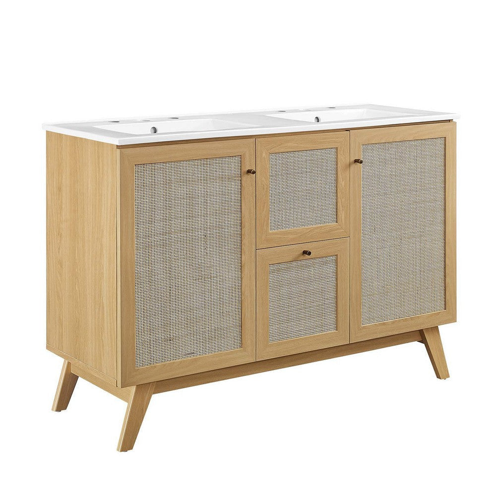 Modway Soma Bathroom Vanity, 48 Inch Double, Oak White