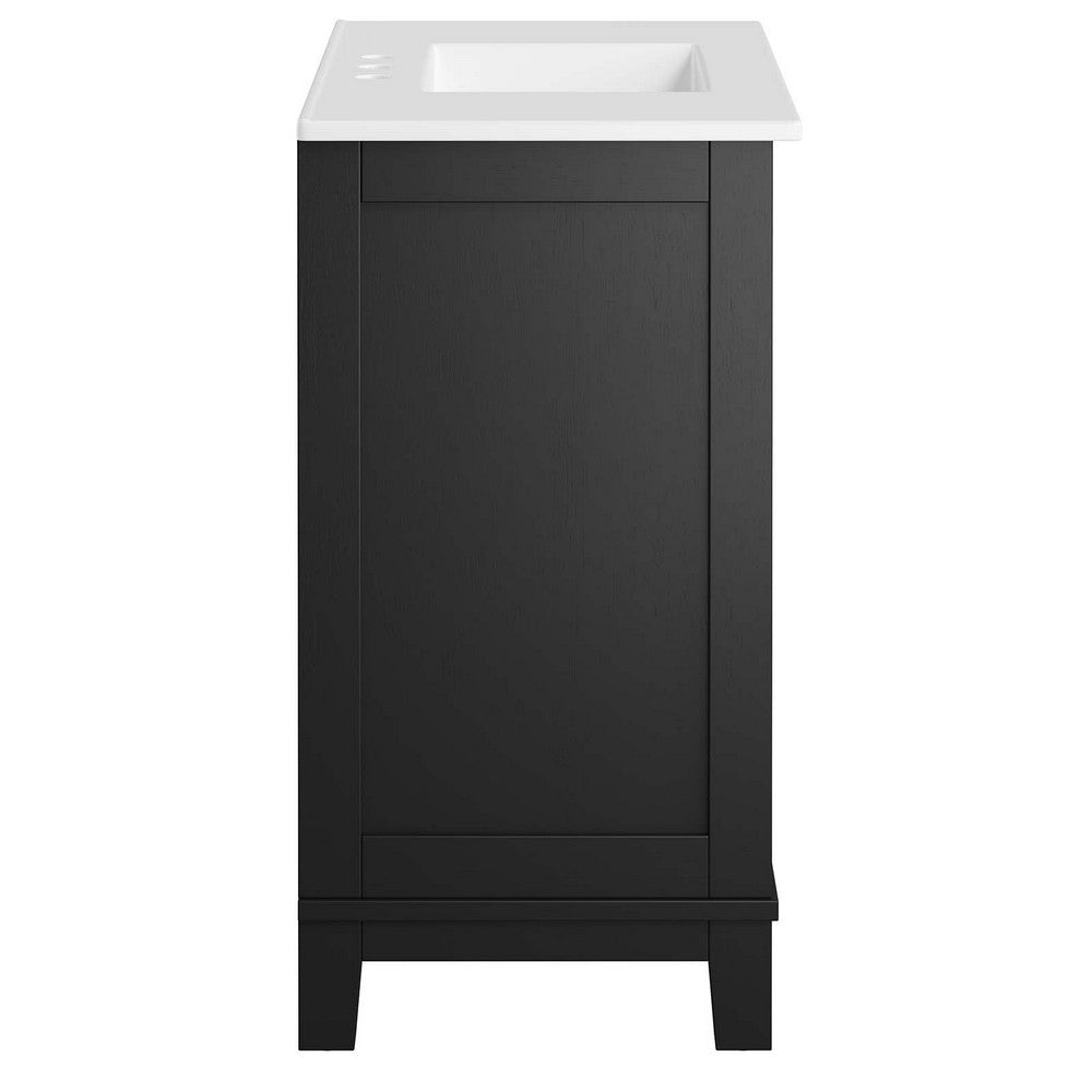 Modway EEI-6725-BLK-WHI Dixie 36” Solid Wood Bathroom Vanity Cabinet Black White MDY-EEI-6725-BLK-WHI