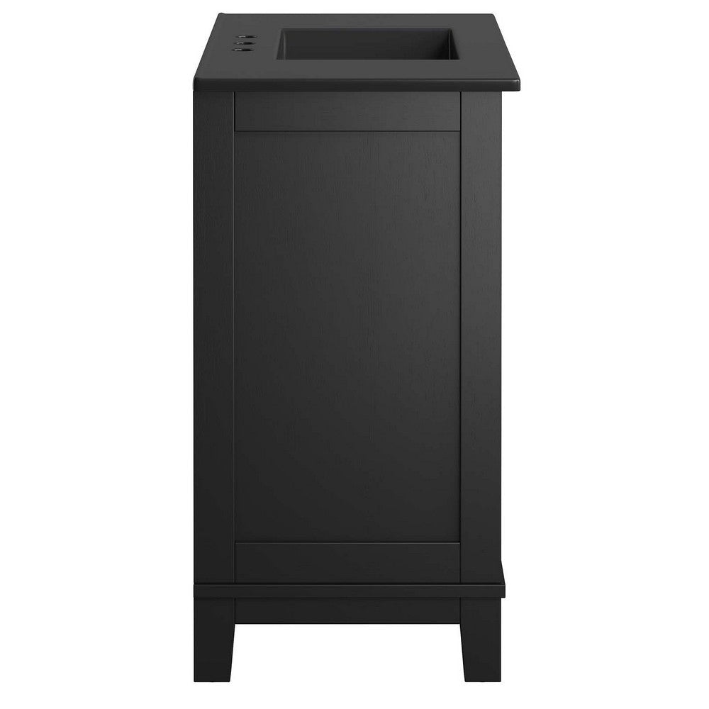 Modway EEI-6726-BLK-BLK Dixie 36” Solid Wood Bathroom Vanity Cabinet Black Black MDY-EEI-6726-BLK-BLK