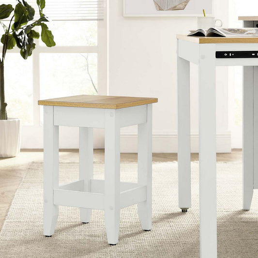 Modway Sunbrook 22" Kitchen Counter Stool in Oak White - Farmhouse Barstool for Kitchen Island or Breakfast Bar