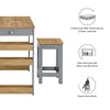 Modway Galley 3-Piece Small Kitchen Island Set with Seating and Storage in Oak Gray - Rustic Island with Cutlery Drawer and 2 Stools