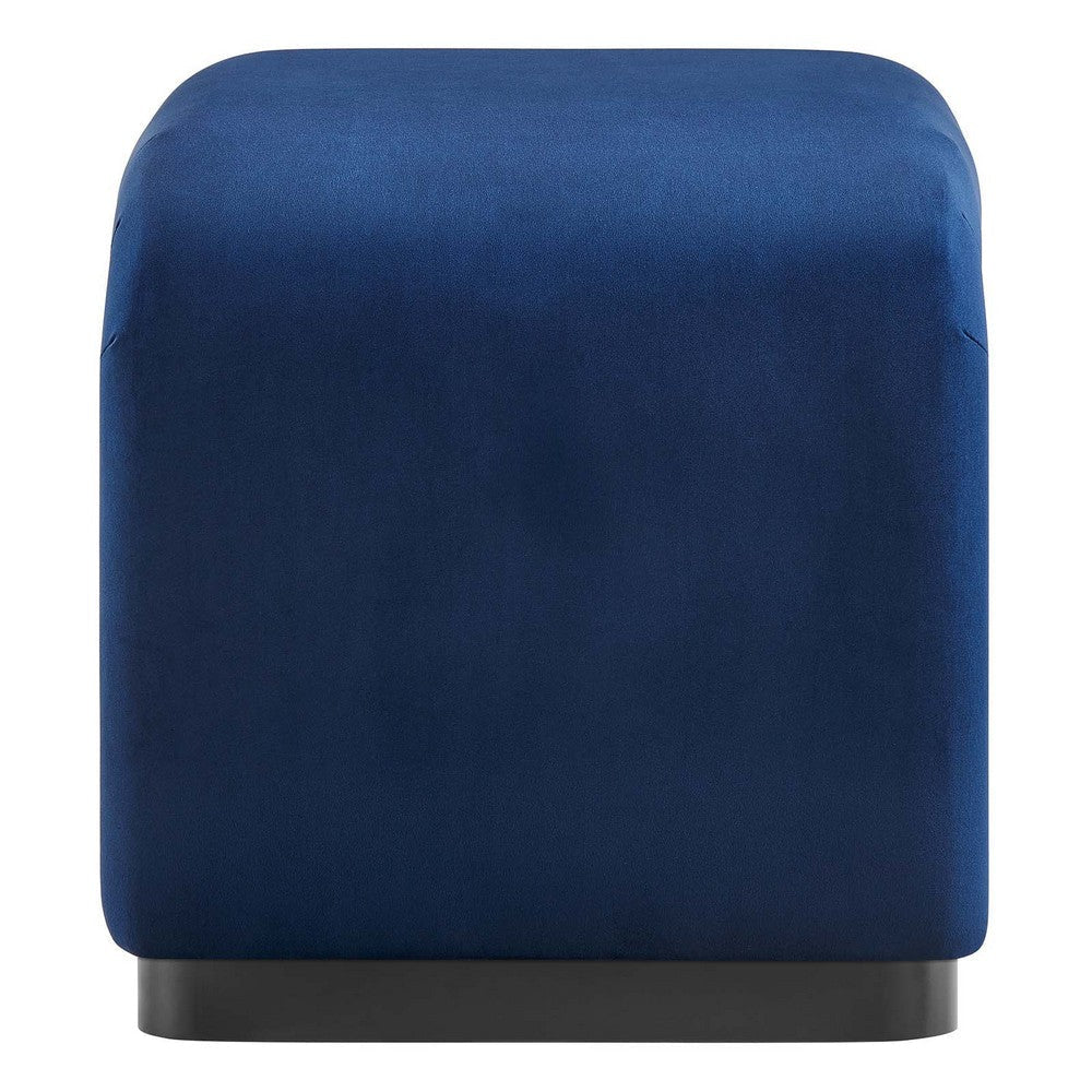 Modway Koda 24’’ Performance Velvet Upholstered Waterfall Stool or Side Table in Black Midnight Blue 24 Inches MDY-EEI-6733-BLK-MID