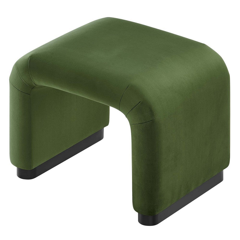 Modway Koda 24’’ Performance Velvet Upholstered Waterfall Stool or Side Table in Black Moss Green 24 Inches MDY-EEI-6733-BLK-MOS