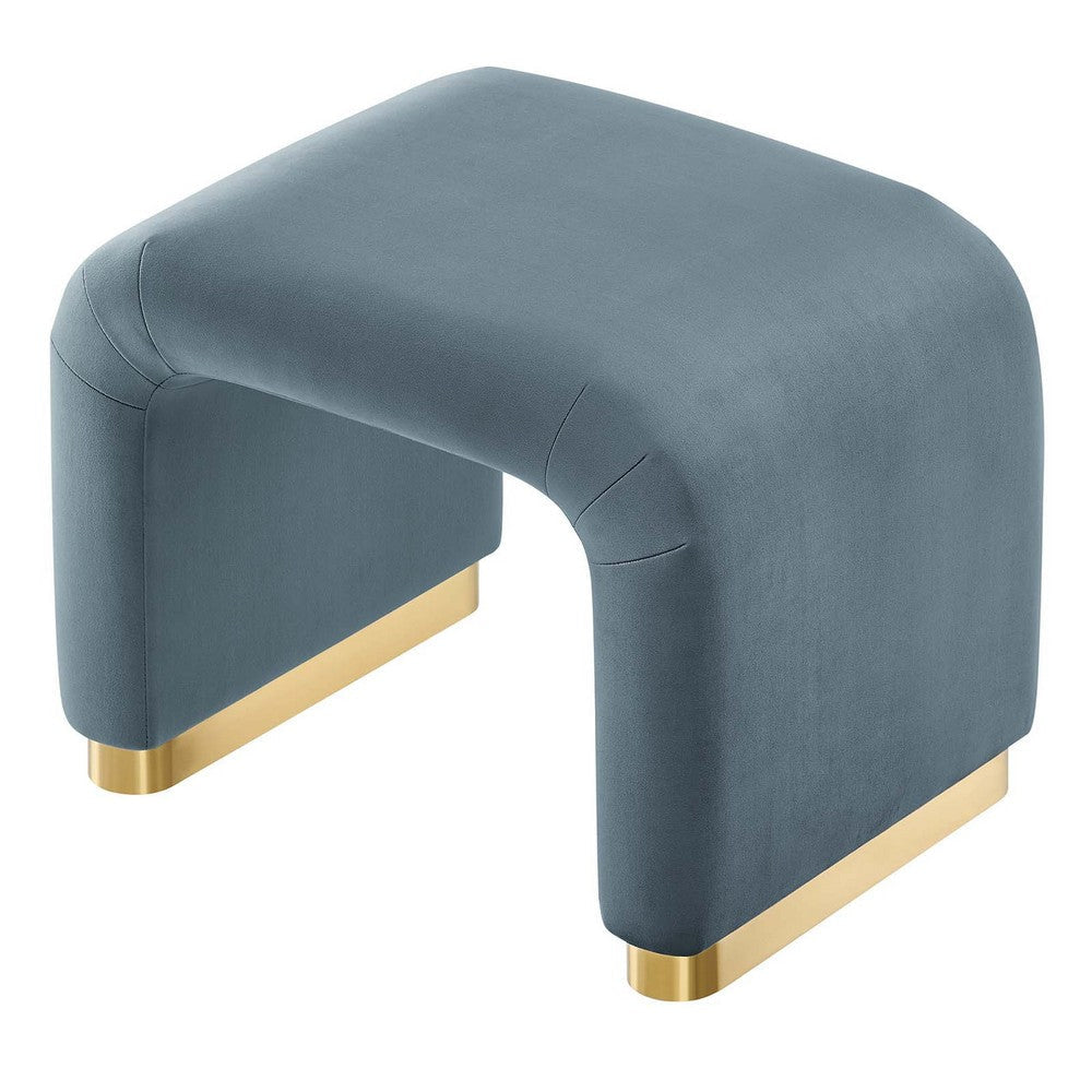 Modway Koda 24’’ Performance Velvet Upholstered Waterfall Stool or Side Table in Brass Cadet Blue 24 Inches MDY-EEI-6733-BRA-CAB