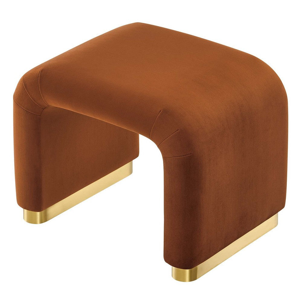 Modway Koda 24’’ Performance Velvet Upholstered Waterfall Stool or Side Table in Brass Rust 24 Inches MDY-EEI-6733-BRA-RUS