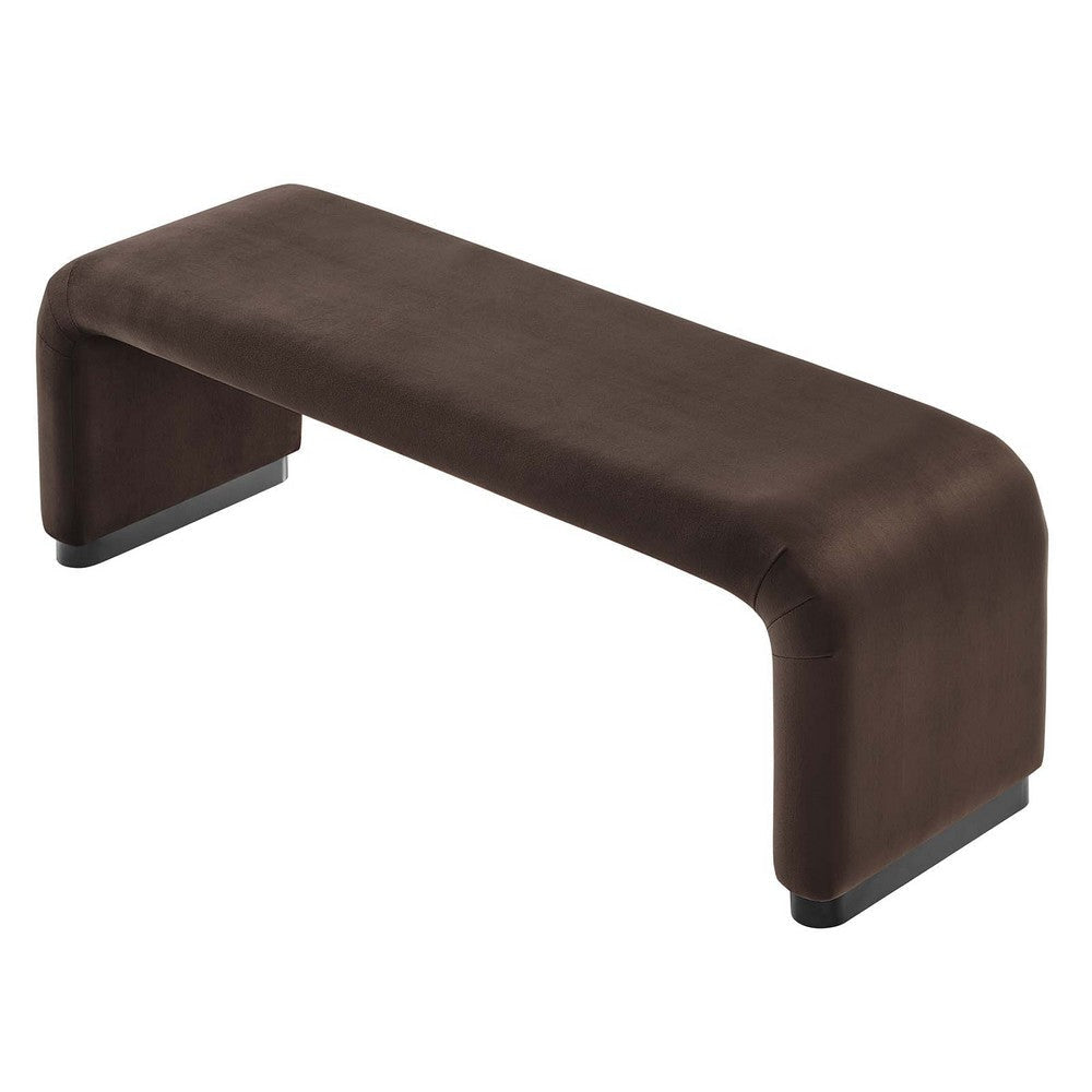 Modway Koda 60’’ Performance Velvet Waterfall Long Bench in Black Chocolate Brown 60Inches MDY-EEI-6734-BLK-CHB