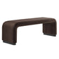 Modway Koda 60" Performance Velvet Waterfall Long Bench in Black Chocolate Brown, 60Inches