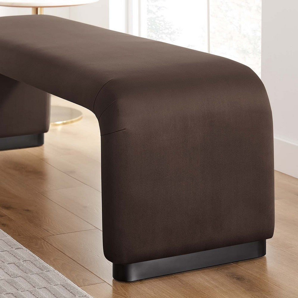 Modway Koda 60’’ Performance Velvet Waterfall Long Bench in Black Chocolate Brown 60Inches MDY-EEI-6734-BLK-CHB