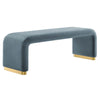 Modway Koda 60" Performance Velvet Waterfall Long Bench in Brass Cadet Blue, 60Inches