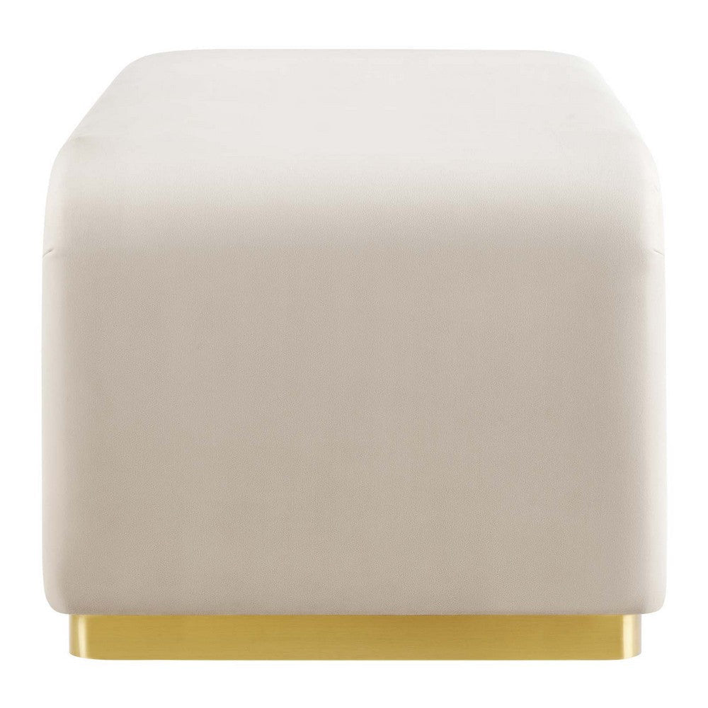 Modway EEI-6735-BRA-ALM Koda Performance Velvet Waterfall Ottoman Brass Almond MDY-EEI-6735-BRA-ALM