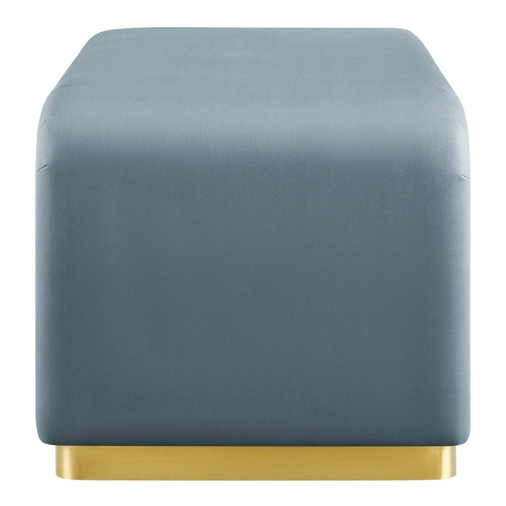 Modway EEI-6735-BRA-CAB Koda Performance Velvet Waterfall Ottoman Brass Cadet Blue MDY-EEI-6735-BRA-CAB