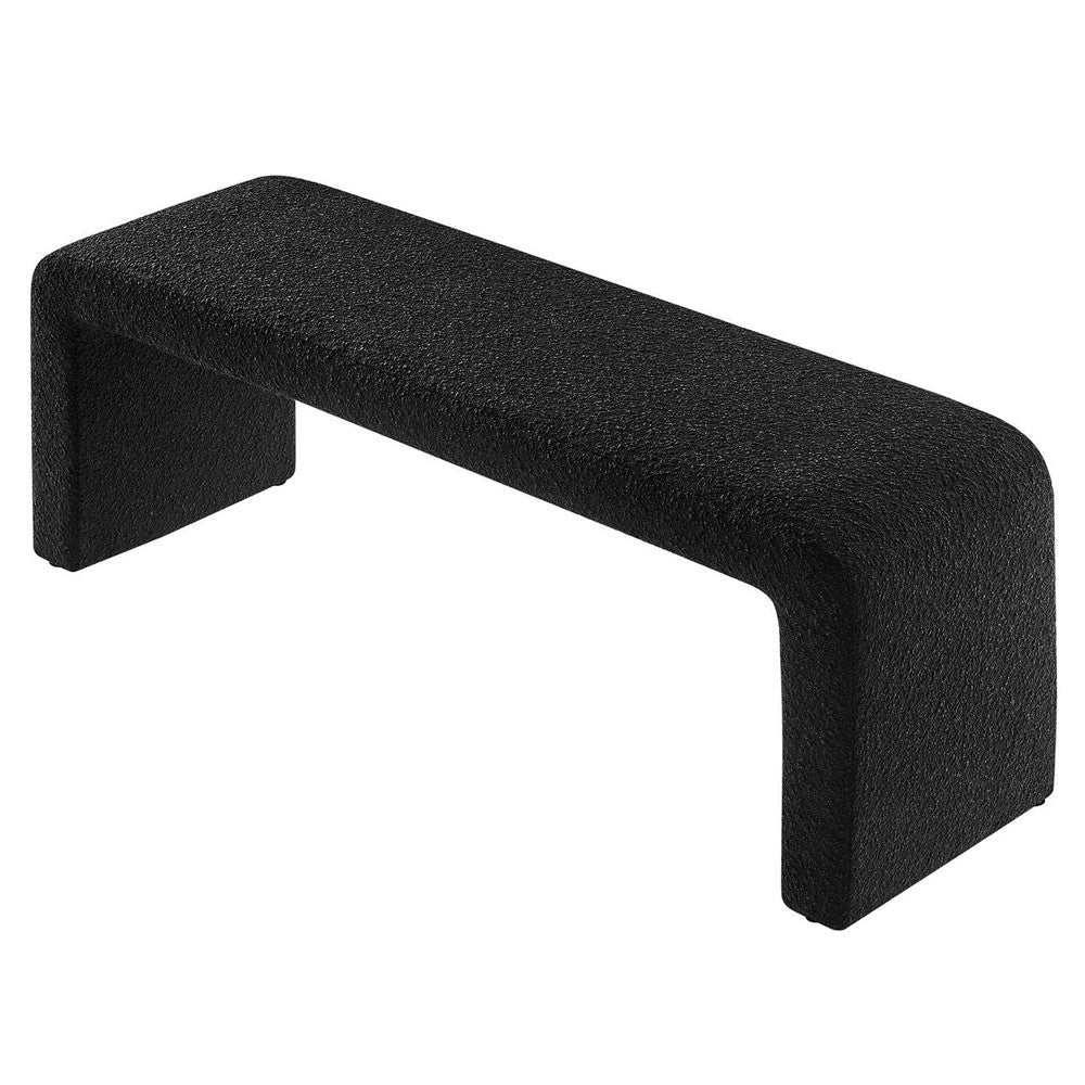 Modway Simba 60’’ Boucle Fabric Upholstered Waterfall Long Bench in Black 60Inches MDY-EEI-6736-BLK