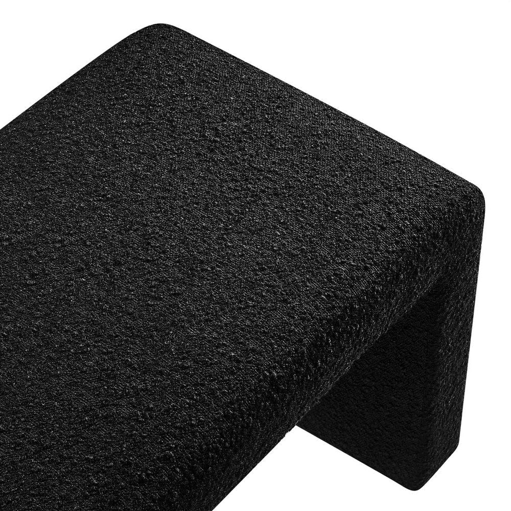 Modway Simba 60’’ Boucle Fabric Upholstered Waterfall Long Bench in Black 60Inches MDY-EEI-6736-BLK