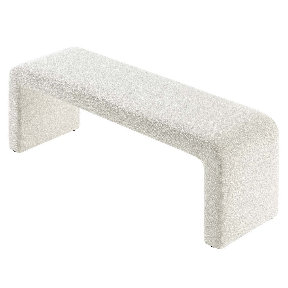 Modway Simba 60’’ Boucle Fabric Upholstered Waterfall Long Bench in Ivory 60Inches MDY-EEI-6736-IVO