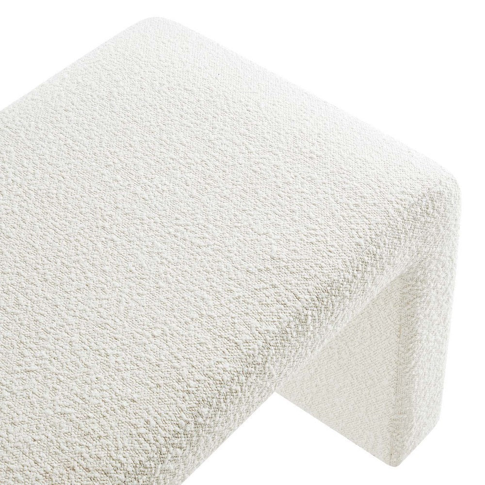 Modway Simba 60’’ Boucle Fabric Upholstered Waterfall Long Bench in Ivory 60Inches MDY-EEI-6736-IVO