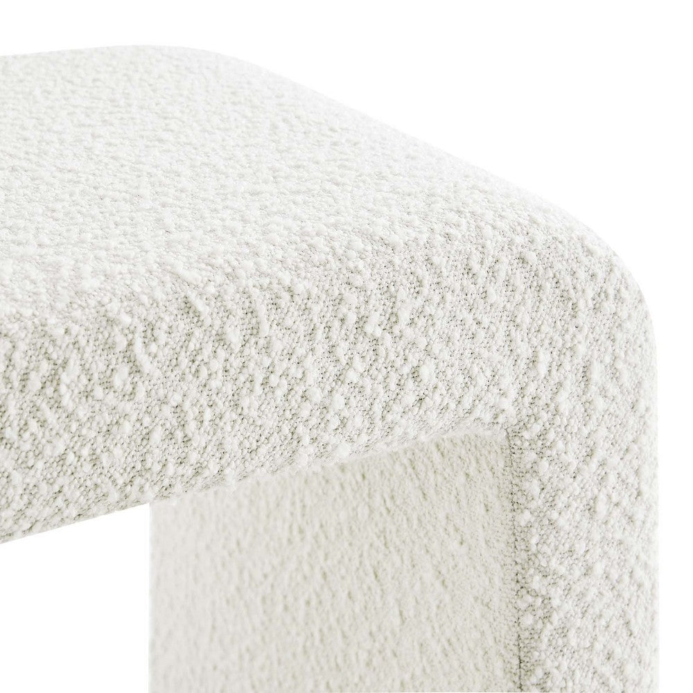 Modway Simba 24’’ Boucle Fabric Upholstered Waterfall Stool or Side Table in Ivory 24 Inches MDY-EEI-6737-IVO