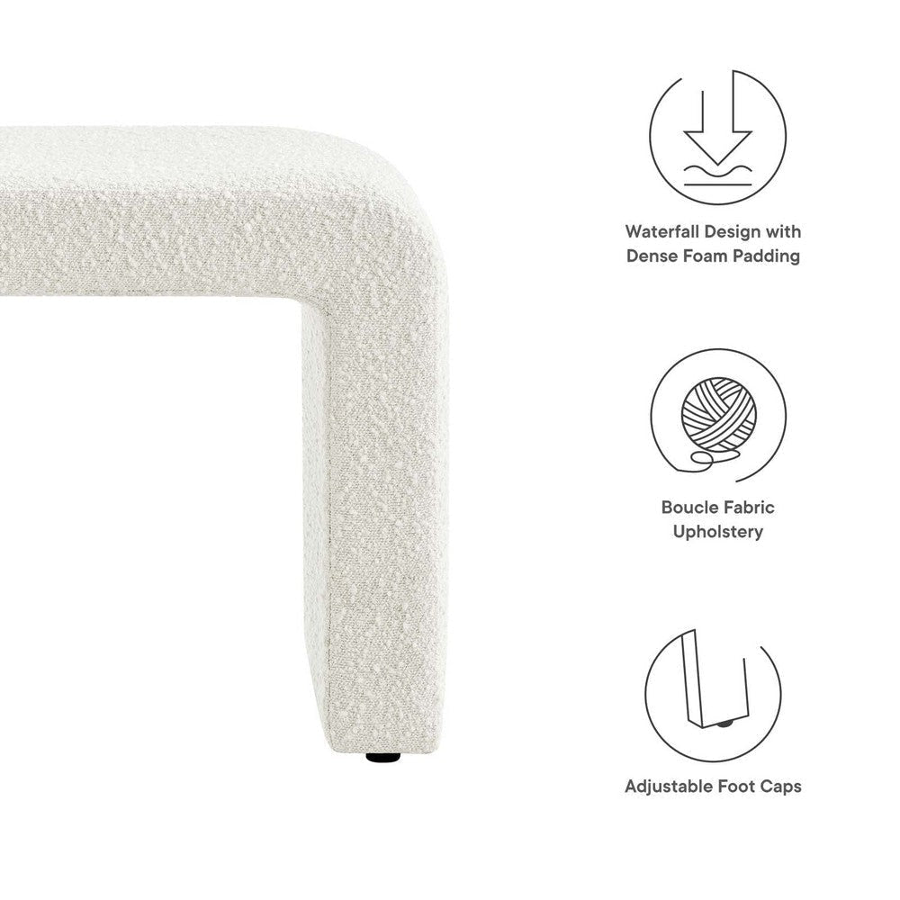 Modway Simba 24’’ Boucle Fabric Upholstered Waterfall Stool or Side Table in Ivory 24 Inches MDY-EEI-6737-IVO