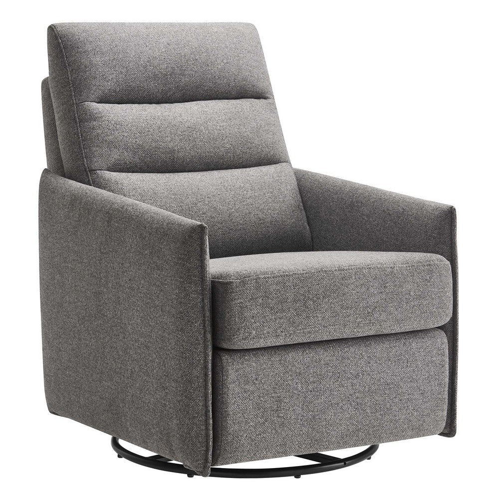 Modway Etta Upholstered Fabric Lounge Chair in Light Gray, with Swivel Base