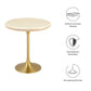 Modway Lippa 20’’ Round Artificial Side Table with Tapered Metal Base Gold Travertine MDY-EEI-6746-GLD-TRA