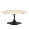 Modway Lippa 36" Round Artificial Coffee Table with Tapered, Metal Base, Black Travertine