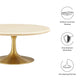 Modway Lippa 36’’ Round Artificial Coffee Table with Tapered Metal Base Gold Travertine MDY-EEI-6753-GLD-TRA