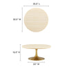 Modway Lippa 36’’ Round Artificial Coffee Table with Tapered Metal Base Gold Travertine MDY-EEI-6753-GLD-TRA