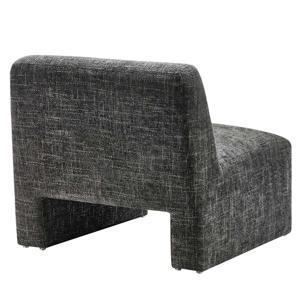 Modway Amita Chenille Upholstered Oversized Accent Lounge Carbon Black – Plush Comfy Slipper Ideal Armless Sofa Corner Chair for Reading