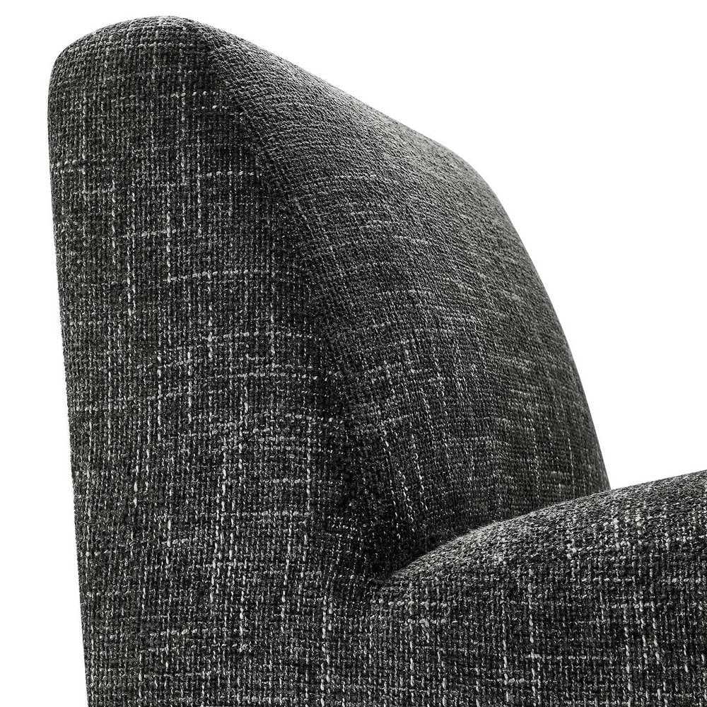 Modway Amita Chenille Upholstered Oversized Accent Lounge Carbon Black – Plush Comfy Slipper Ideal Armless Sofa Corner Chair for Reading