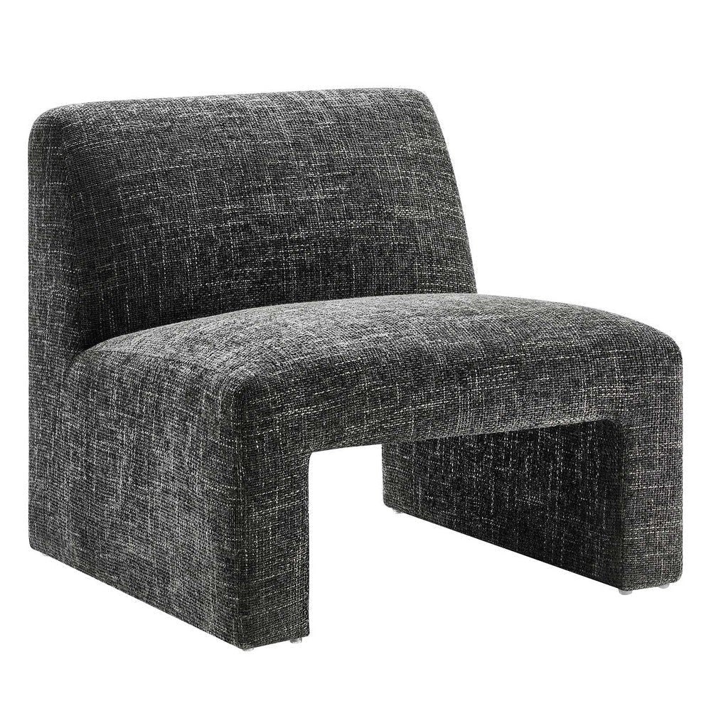 Modway Amita Chenille Upholstered Oversized Accent Lounge Carbon Black – Plush, Comfy Slipper, Ideal, Armless Sofa Corner Chair for Reading Nook or Living Room Furniture