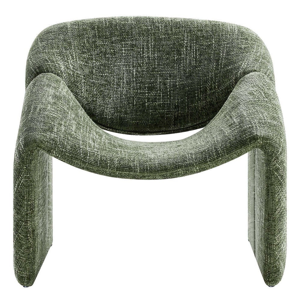 Modway Vivi Chenille Upholstered Accent Basil-Plush Comfy Armchair Ideal as a Modern Barrel Lounge Reading Chair for Living Room Bedroom