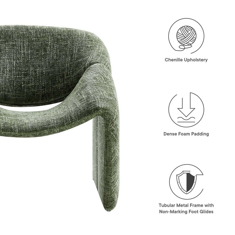 Modway Vivi Chenille Upholstered Accent Basil-Plush Comfy Armchair Ideal as a Modern Barrel Lounge Reading Chair for Living Room Bedroom