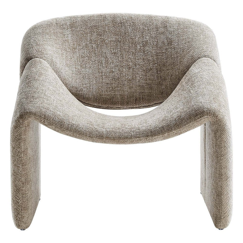 Modway Vivi Chenille Upholstered Accent Khaki-Plush Comfy Armchair Ideal as a Modern Barrel Lounge Reading Chair for Living Room Bedroom