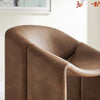 Modway Vivi Upholstered Faux Leather Brown-Stylish Vegan Accent Armchair Modern Barrel Comfortable Lounge Reading Chair for Living Room