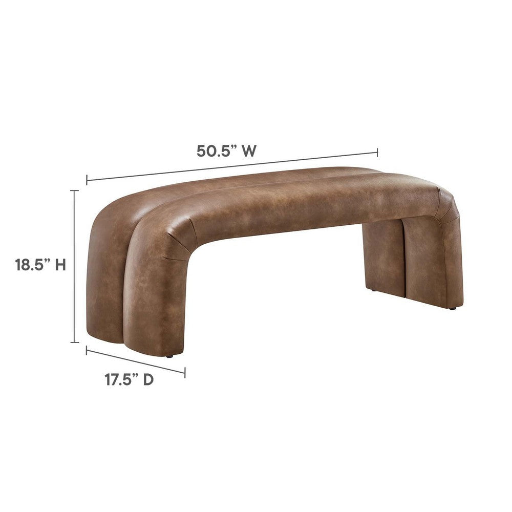 Modway Dax 50.5’’ Faux Leather Accent Brown-Versatile Ottoman Ideal as an End of Bed Hallway Sitting Cozy Modern Entryway Bench