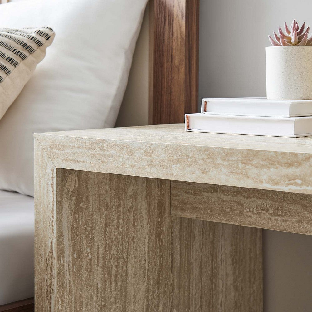 Mirella Faux Travertine Side Table - No Shipping Charges MDY-EEI-6772-TRA