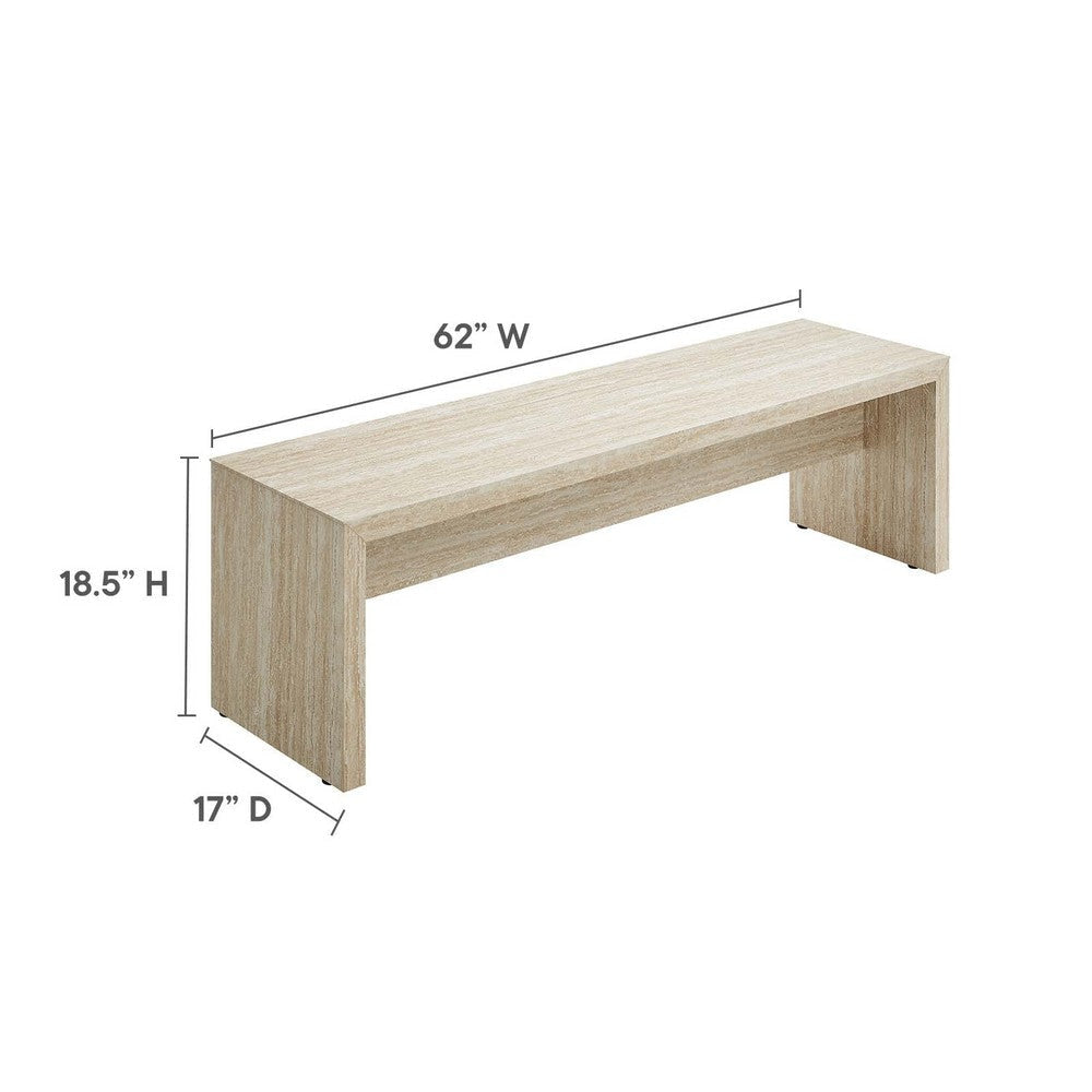 Mirella 62’ Faux Travertine Long Bench - No Shipping Charges MDY-EEI-6773-TRA