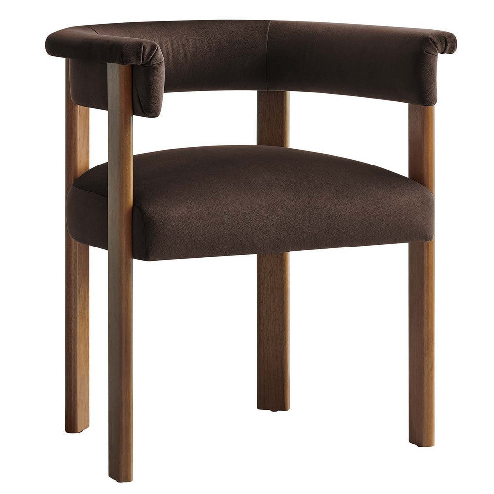 Imogen Performance Velvet Barrel Dining Chairs - Set of 2 - No Shipping Charges MDY-EEI-6775-ALA-DBR