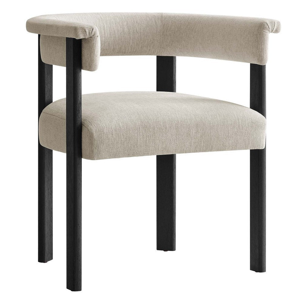 Imogen Woven Heathered Fabric Upholstered Barrel Dining Chairs - Set of 2 - No Shipping Charges MDY-EEI-6776-HEG-BLK