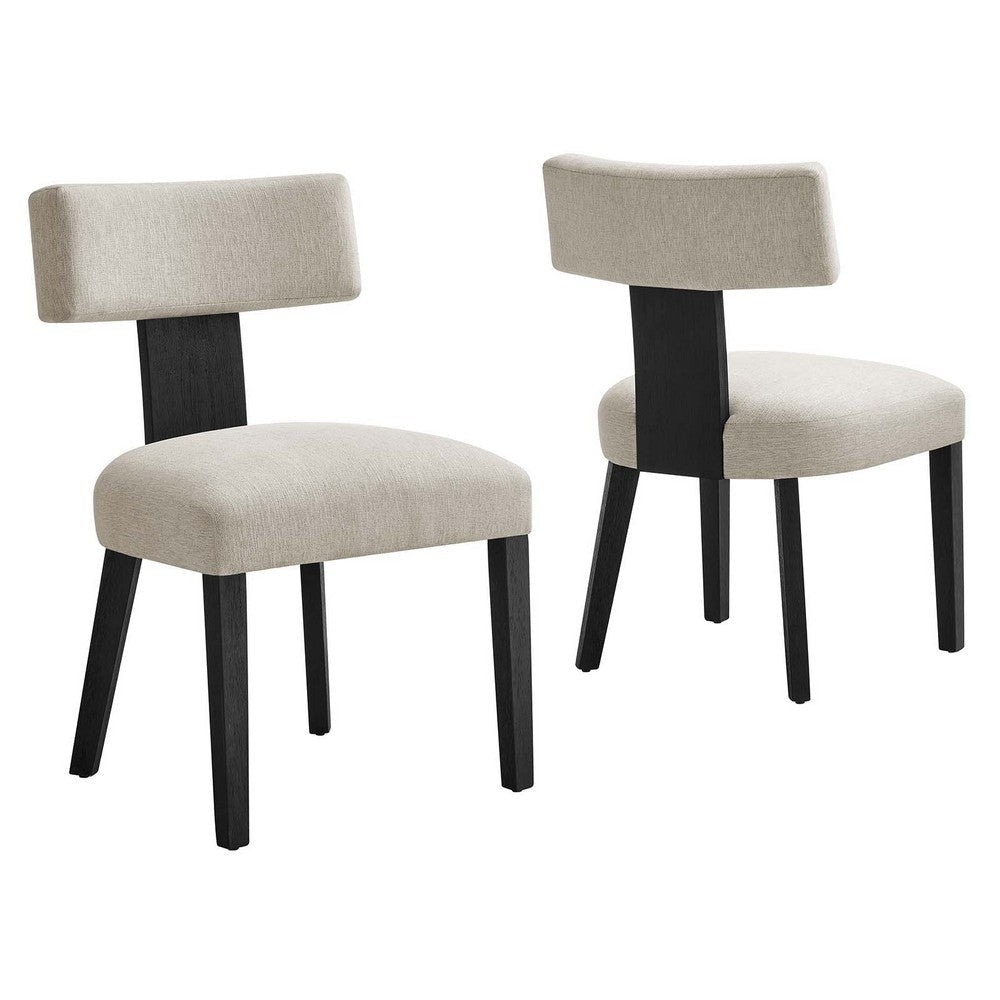 Modway Nalani Dining Chairs, Heathered Weave Ivory Black