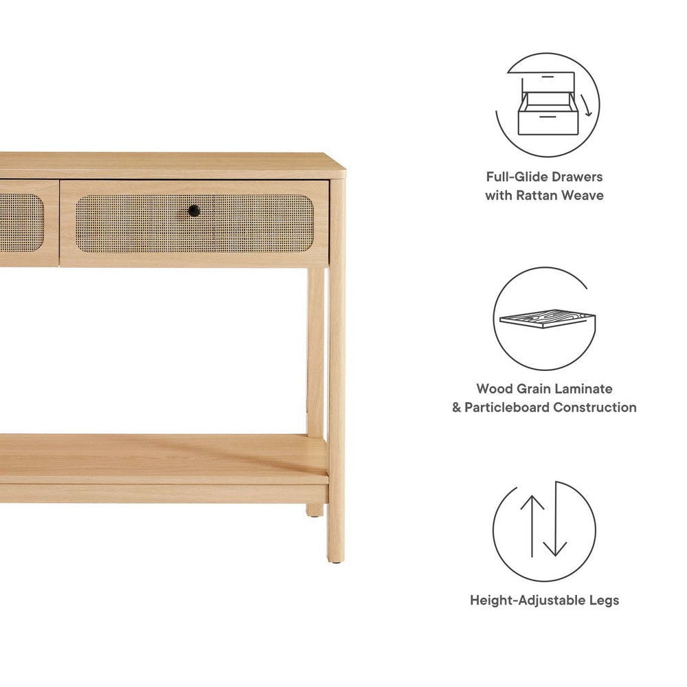 Modway Chaucer Modern Console Oak with Wood Grain Finish Ideal Entryway Table with Storage for Hallway or Living Room Décor MDY-EEI-6797-OAK