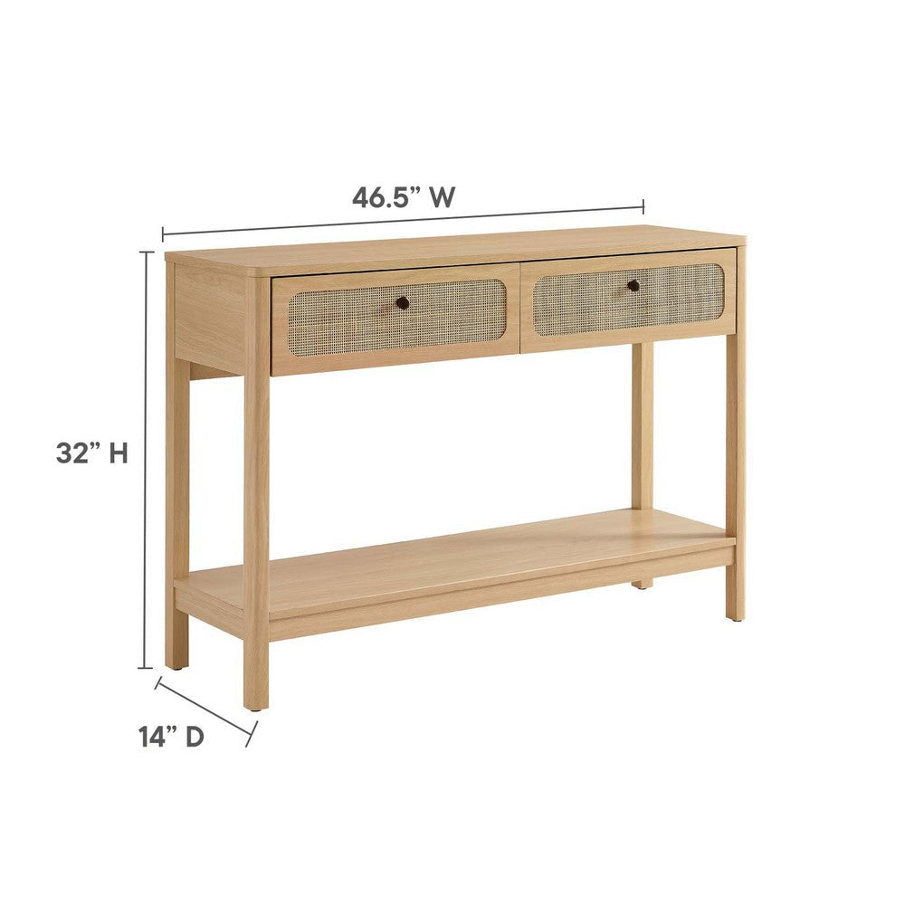 Modway Chaucer Modern Console Oak with Wood Grain Finish Ideal Entryway Table with Storage for Hallway or Living Room Décor MDY-EEI-6797-OAK