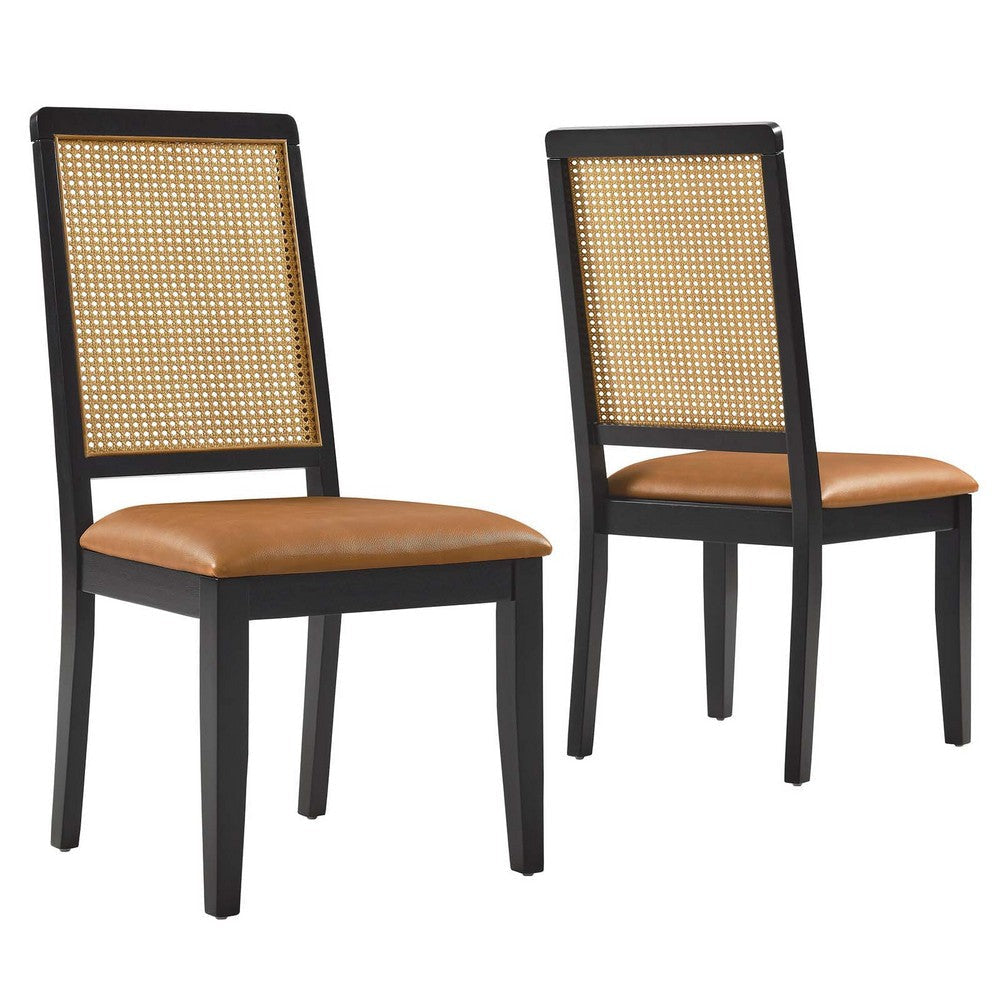 Modway Arlo Dining Chairs, Black Natural Tan