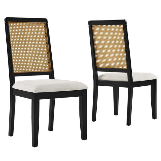 Modway Arlo Dining Chairs, Black Natural Heathered Weave Ivory