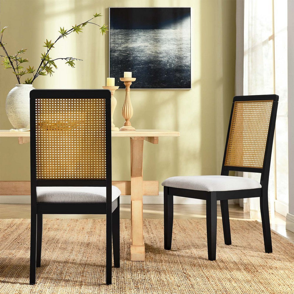 Modway Arlo Dining Chairs Black Natural Heathered Weave Ivory MDY-EEI-6803-BLK-NAT-HEI