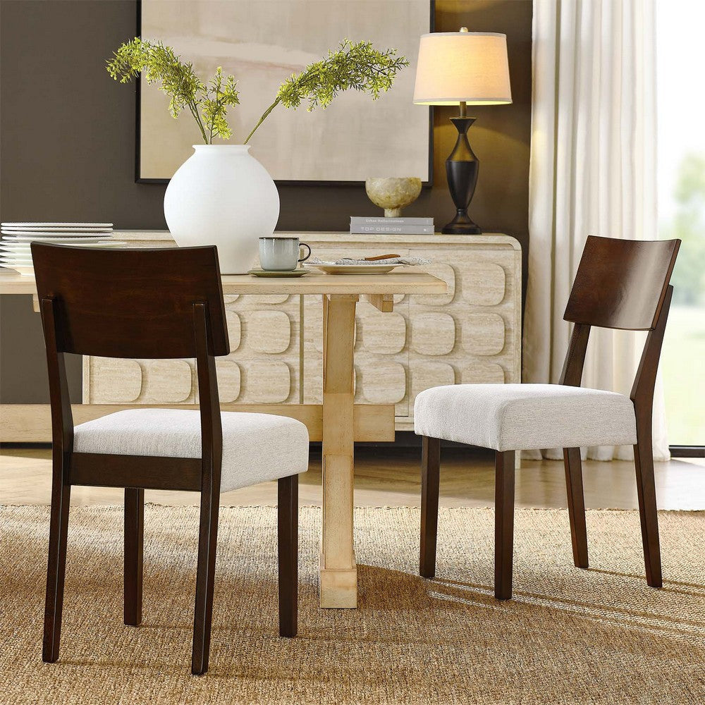 Modway Pax Dining Chairs Walnut Heathered Weave Ivory MDY-EEI-6804-WAL-HEI