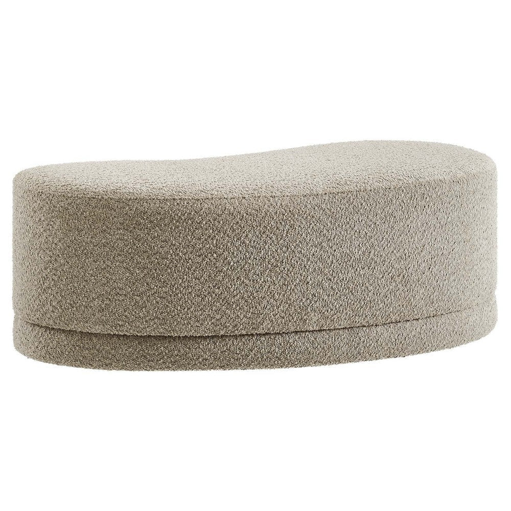 Modway Nimbus 48 Inch Curved Ottoman Bench in Oat - Soft Fabric Chenille Ottoman - Versatile Bedroom Bench - Bouclé Footstool