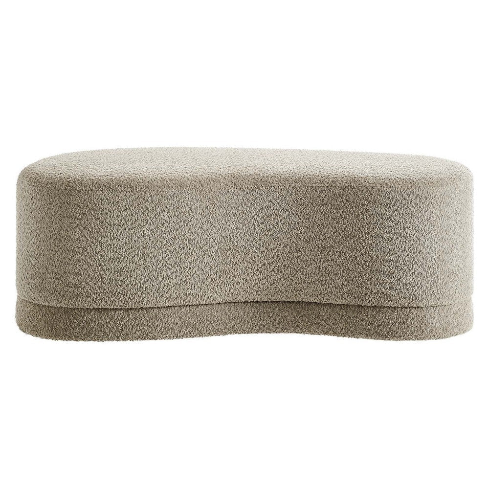 Modway Nimbus 48 Inch Curved Ottoman Bench in Oat - Soft Fabric Chenille Ottoman - Versatile Bedroom Bench - Bouclé Footstool