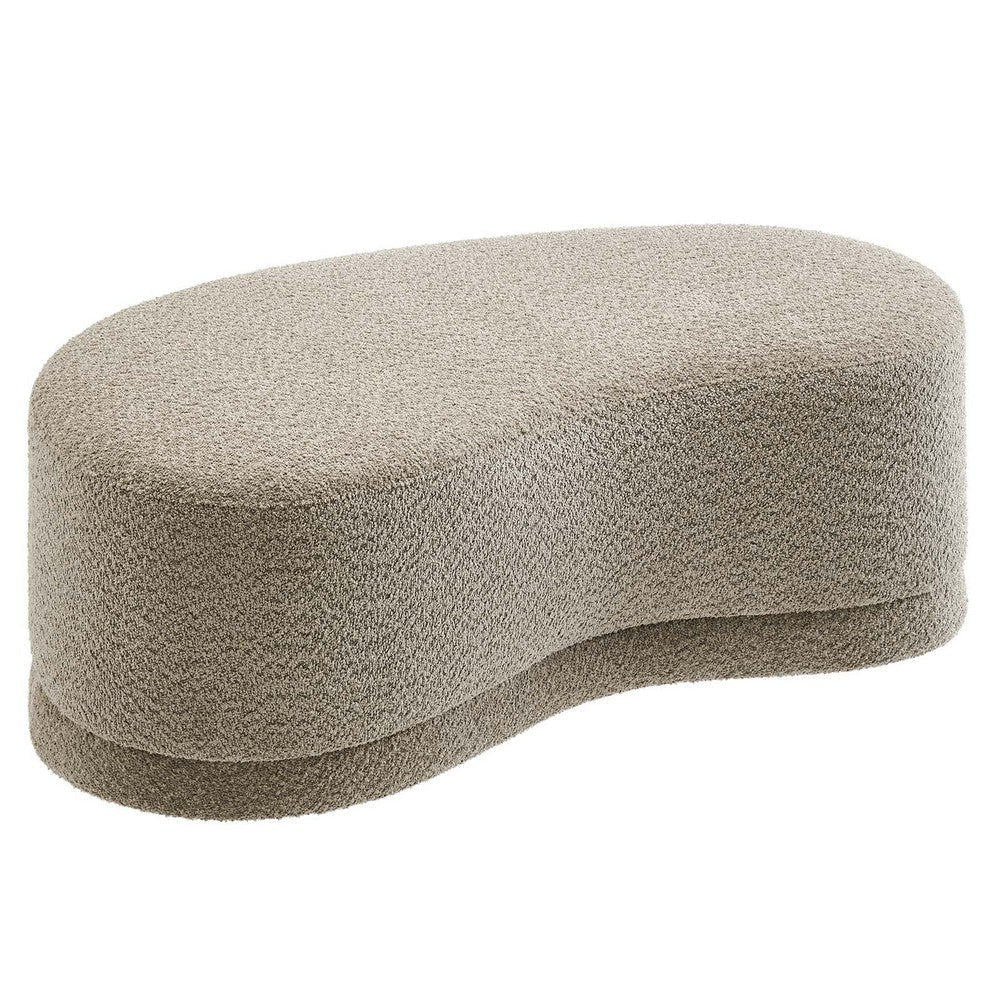 Modway Nimbus 48 Inch Curved Ottoman Bench in Oat - Soft Fabric Chenille Ottoman - Versatile Bedroom Bench - Bouclé Footstool